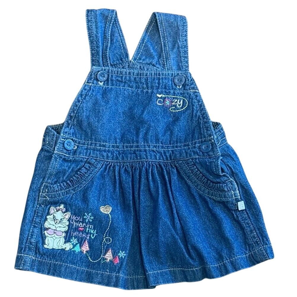 Disney Aristocats Marie Denim Jumper Dress Toddler 6-9 Months vintage Y2K Cute
